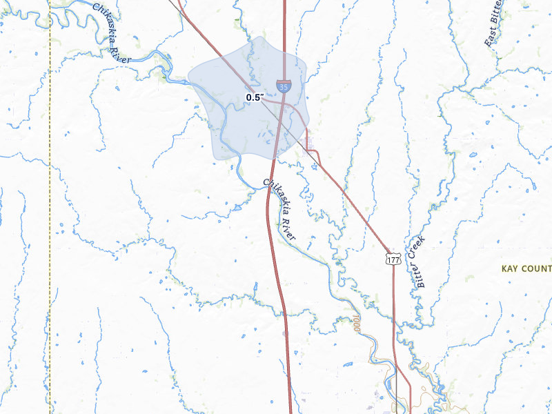 NEXRAD radar-signature map of the hail storm over Braman, OK on Mar 6, 2026