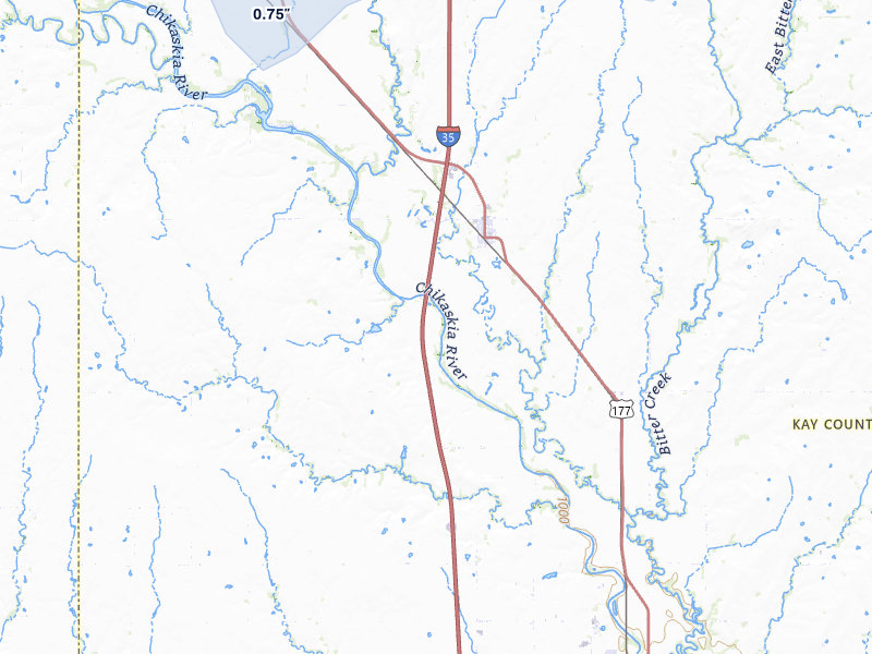 NEXRAD radar-signature map of the hail storm over Braman, OK on Jul 11, 2026