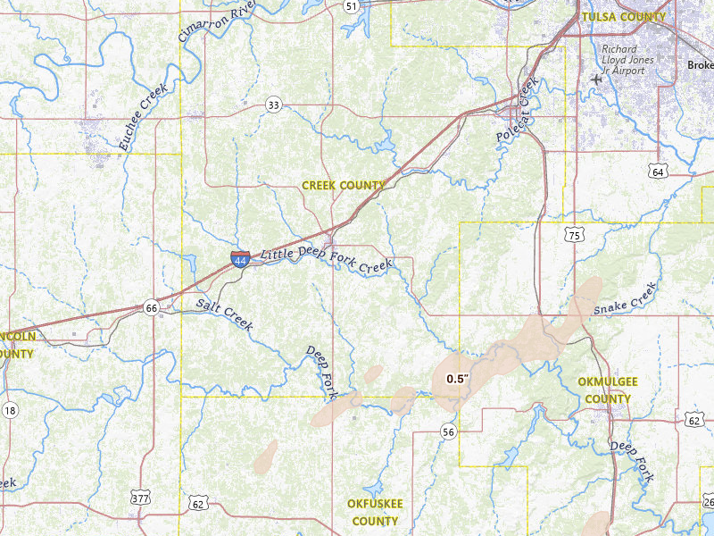 Radar-estimated hail-size map of the storm over Bristow, OK