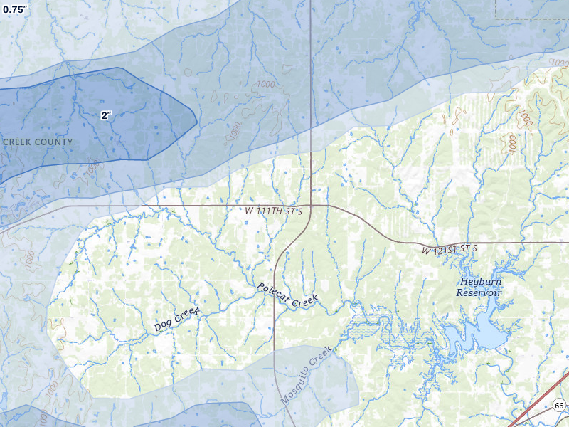 NEXRAD radar-signature map of the hail storm over Bristow, OK on Apr 28, 2026