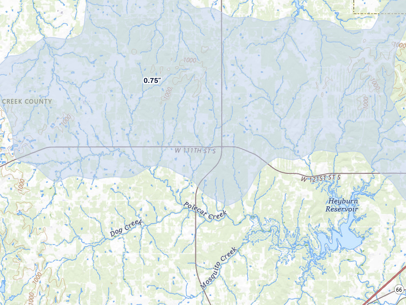 NEXRAD radar-signature map of the hail storm over Bristow, OK on Jun 1, 2026