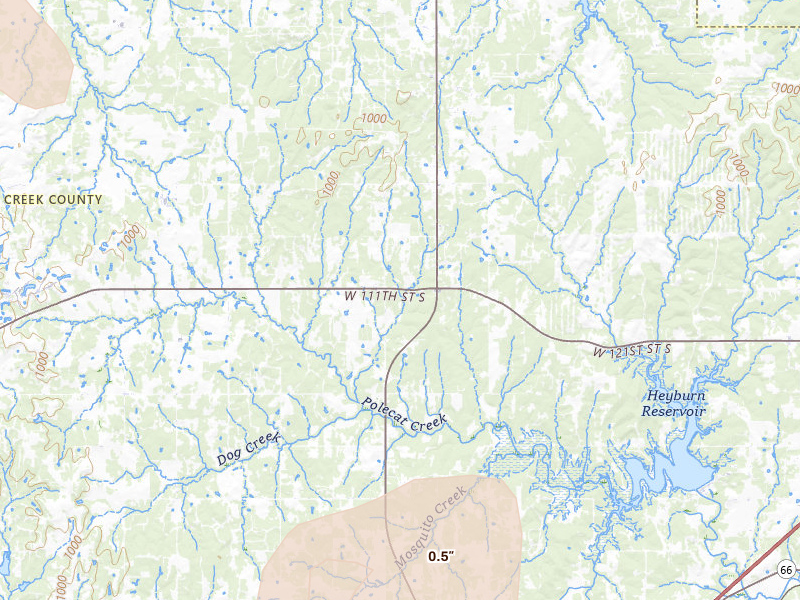 Radar-estimated hail-size map of the storm over Bristow, OK on Jun 24, 2026
