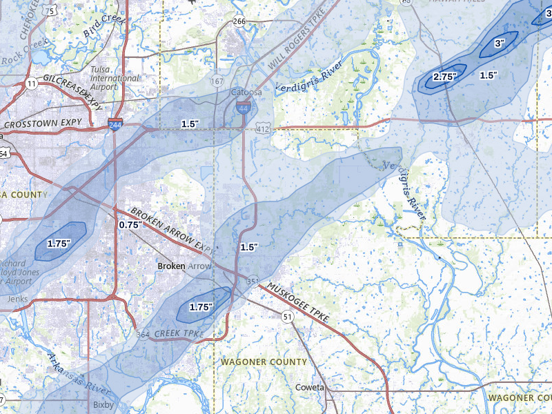 NEXRAD radar-signature map of the hail storm over Broken Arrow, OK on Mar 6, 2026