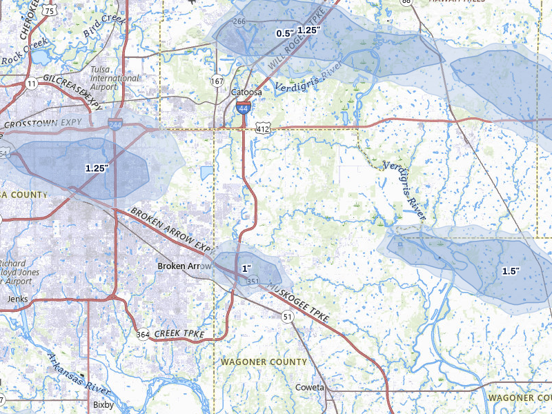 NEXRAD radar-signature map of the hail storm over Broken Arrow, OK on Jun 1, 2026