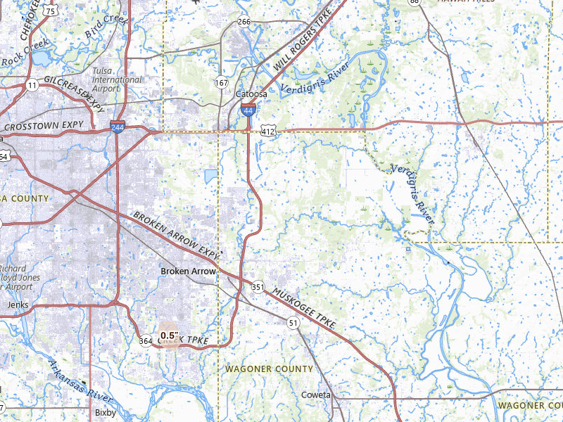 Radar-estimated hail-size map of the storm over Broken Arrow, OK on Jun 24, 2026