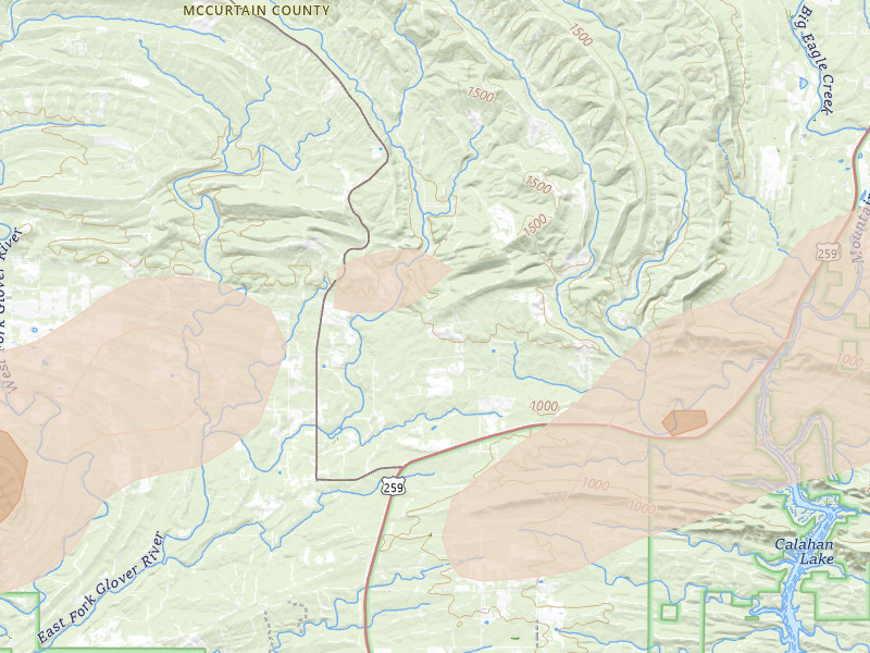 Radar-estimated hail-size map of the storm over Broken Bow, OK
