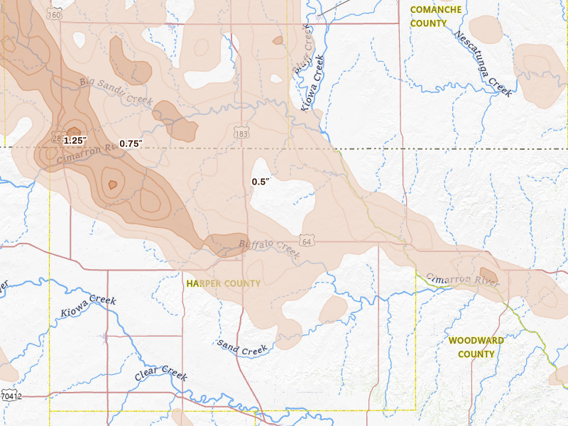 Radar-estimated hail-size map of the storm over Buffalo, OK