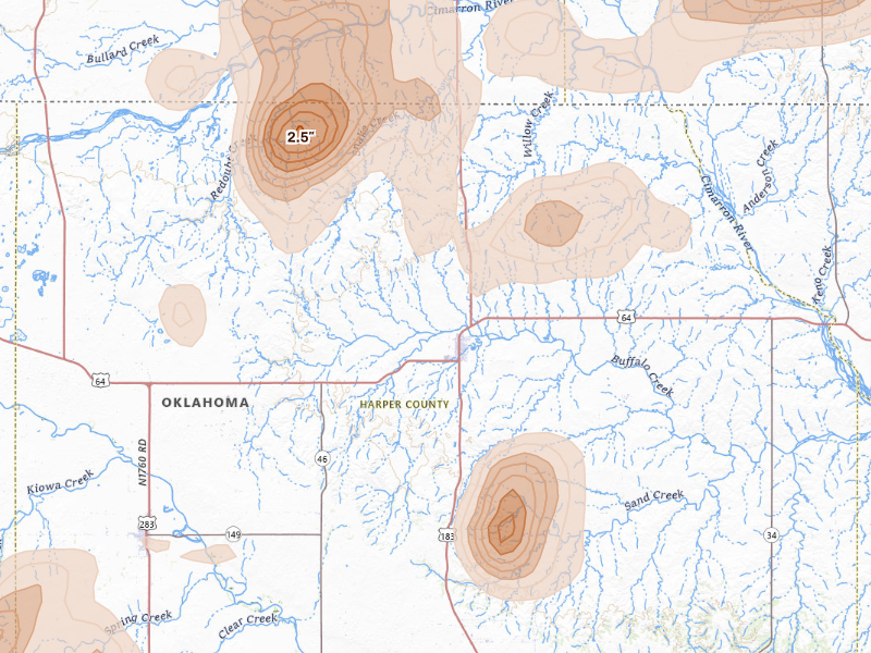 Radar-estimated hail-size map of the storm over Buffalo, OK