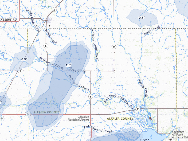 NEXRAD radar-signature map of the hail storm over Burlington, OK on Jun 26, 2026