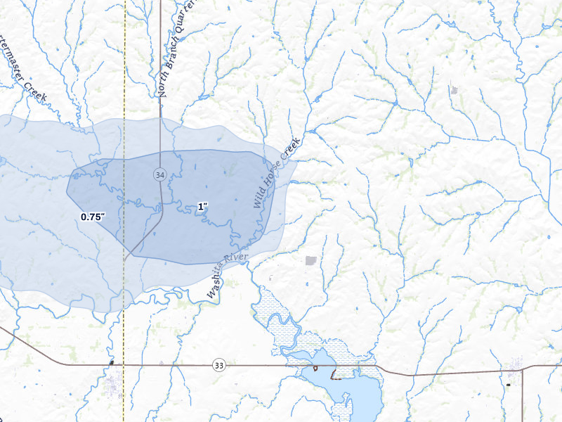NEXRAD radar-signature map of the hail over Butler, OK