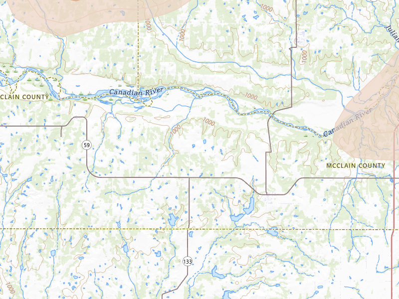Radar-estimated hail-size map of the storm over Byars, OK on Apr 24, 2026