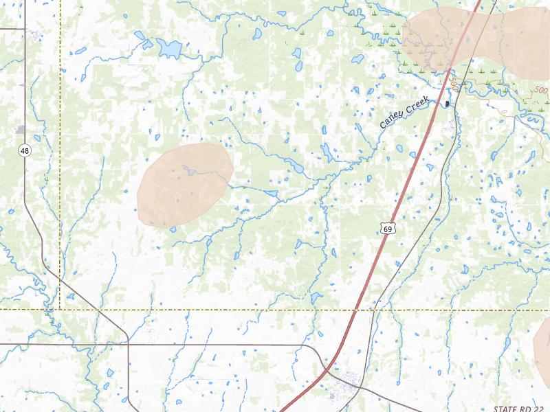 Radar-estimated hail-size map of the storm over Caddo, OK on Mar 4, 2026