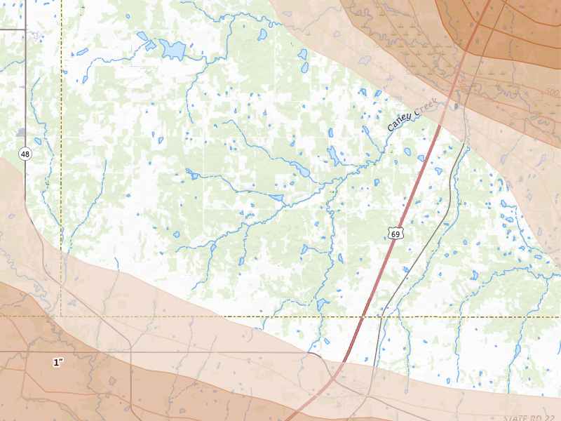 Radar-estimated hail-size map of the storm over Caddo, OK on Apr 24, 2026