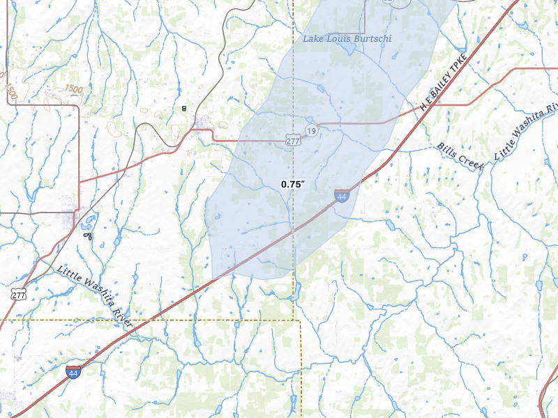 NEXRAD radar-signature map of the hail storm over Cement, OK on Jan 8, 2026