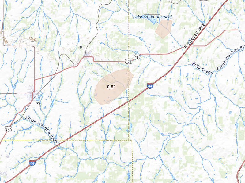 Radar-estimated hail-size map of the storm over Cement, OK