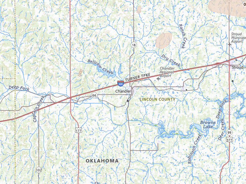 Radar-estimated hail-size map of the storm over Chandler, OK on Jun 23, 2026