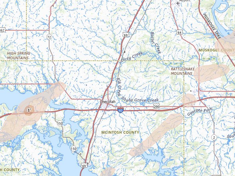 Radar-estimated hail-size map of the storm over Checotah, OK on Mar 4, 2026