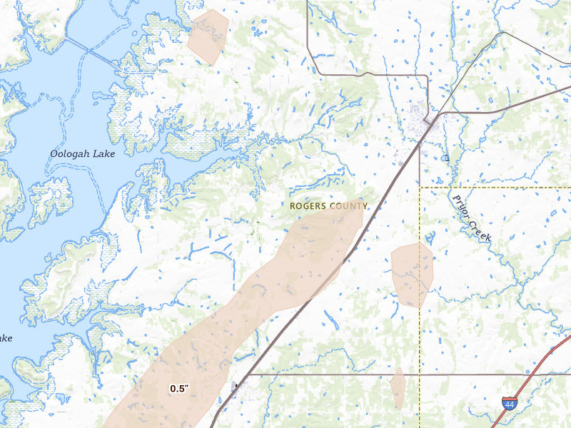 Radar-estimated hail-size map of the storm over Chelsea, OK on Apr 3, 2026