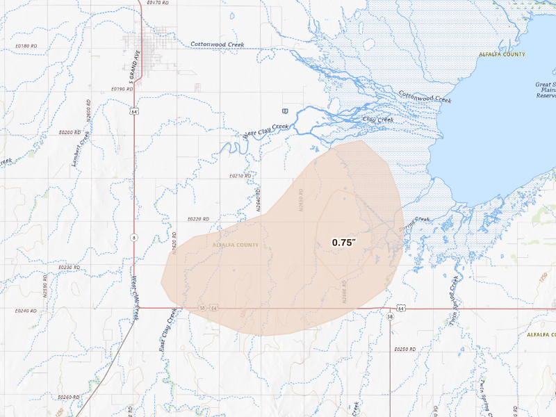 Radar-estimated hail-size map of the storm over Cherokee, OK