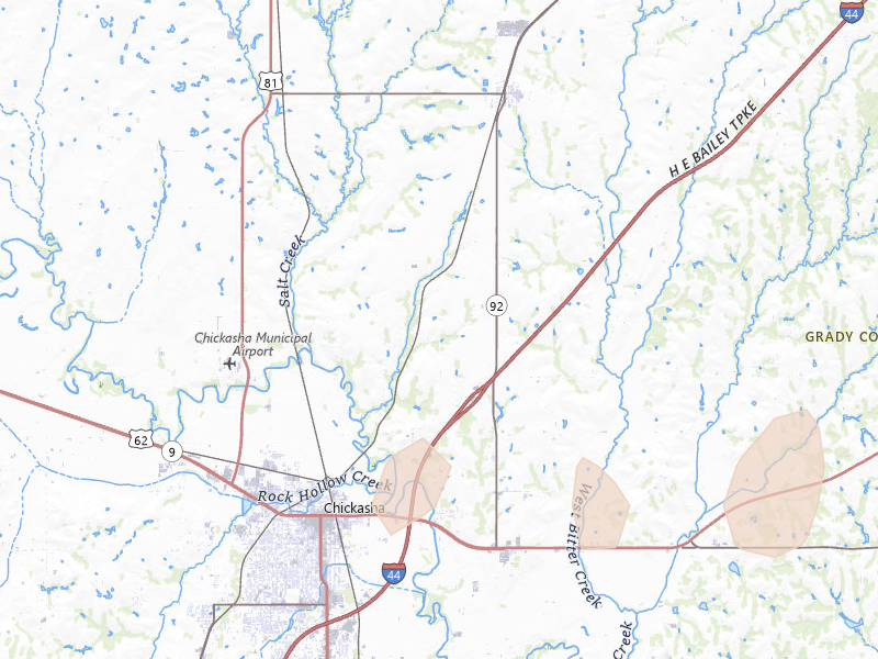 Radar-estimated hail-size map of the storm over Chickasha, OK on Apr 3, 2026