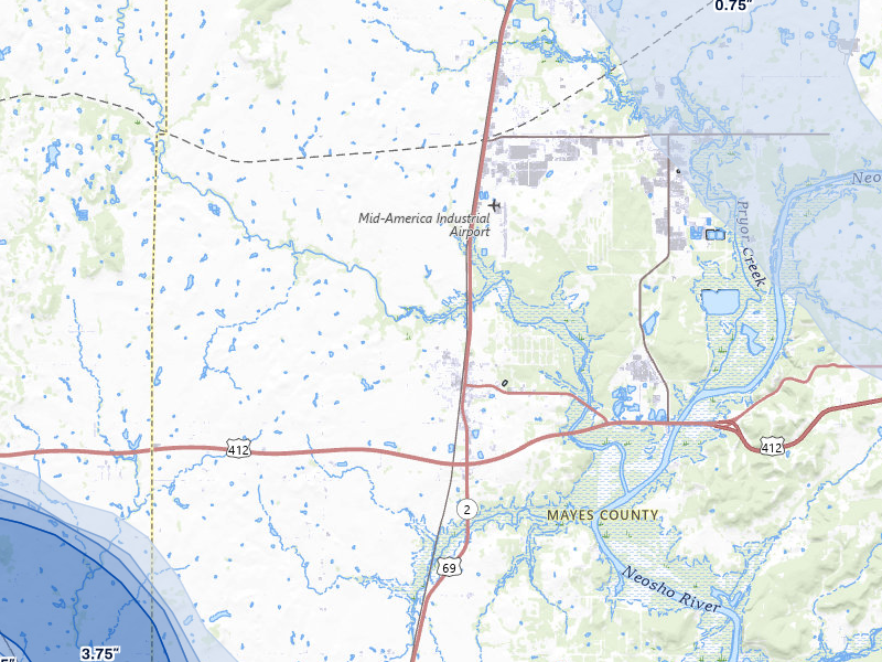 NEXRAD radar-signature map of the hail storm over Chouteau, OK on May 8, 2026