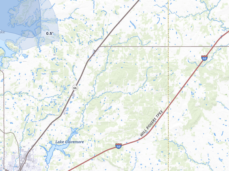 NEXRAD radar-signature map of the hail storm over Claremore, OK on Jun 1, 2026