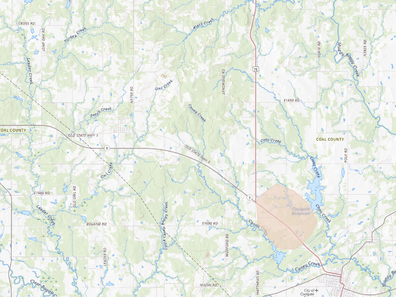 Radar-estimated hail-size map of the storm over Coalgate, OK on Sep 20, 2026