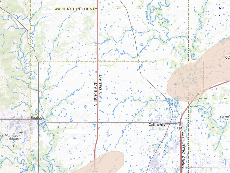 Radar-estimated hail-size map of the storm over Collinsville, OK on Apr 28, 2026