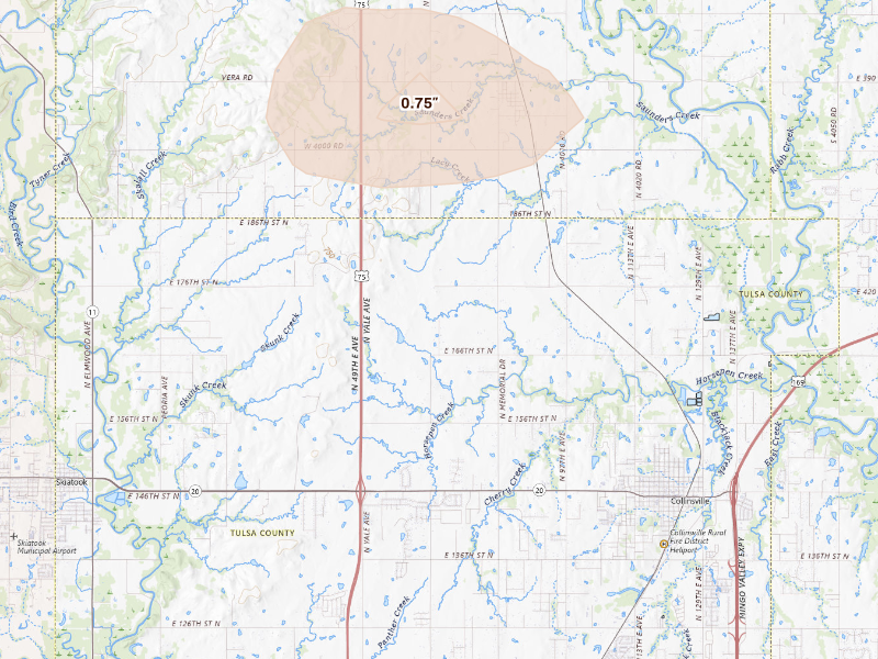 Radar-estimated hail-size map of the storm over Collinsville, OK