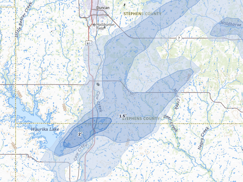 NEXRAD radar-signature map of the hail storm over Comanche, OK on Mar 6, 2026