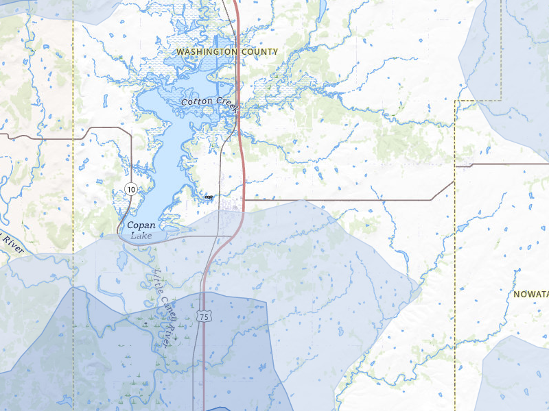 NEXRAD radar-signature map of the hail over Copan, OK