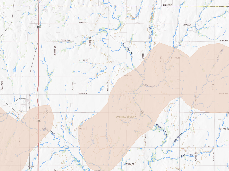 Radar-estimated hail-size map of the storm over Corn, OK