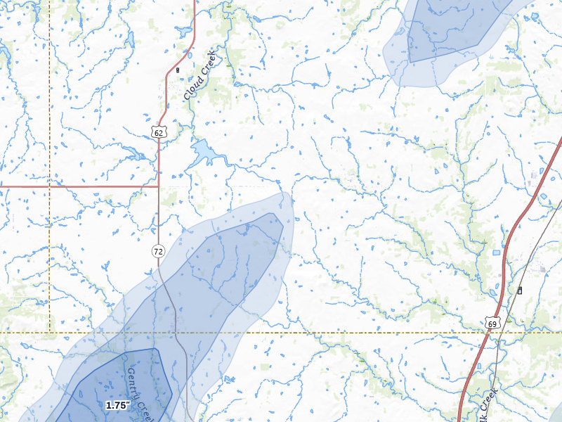 NEXRAD radar-signature map of the hail storm over Council Hill, OK on Mar 6, 2026