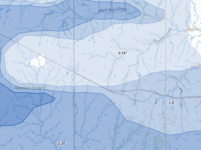 NEXRAD radar-signature map of the hail storm over Covington, OK on Apr 23, 2026