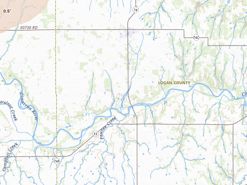 Radar-estimated hail-size map of the storm over Crescent, OK on Apr 1, 2026