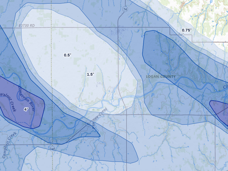 NEXRAD radar-signature map of the hail storm over Crescent, OK on Jun 26, 2026