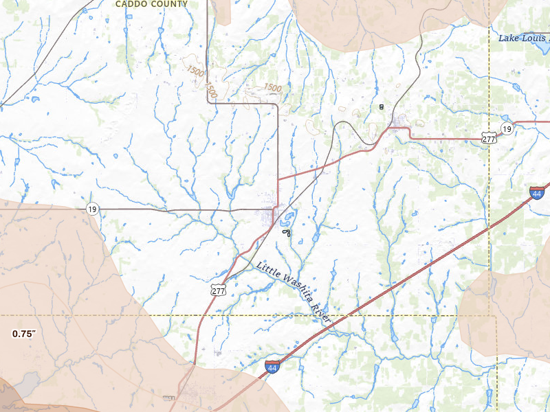 Radar-estimated hail-size map of the storm over Cyril, OK on May 9, 2026
