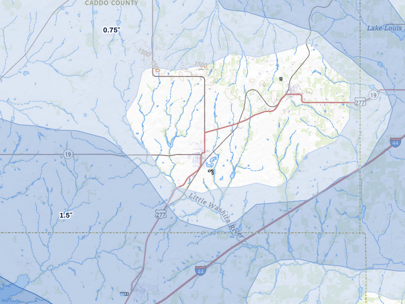 NEXRAD radar-signature map of the hail over Cyril, OK