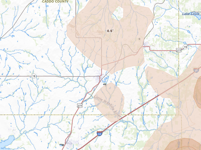 Radar-estimated hail-size map of the storm over Cyril, OK