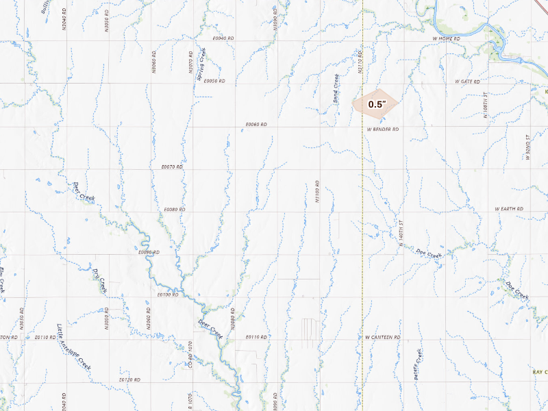 Radar-estimated hail-size map of the storm over Deer Creek, OK on Sep 24, 2026