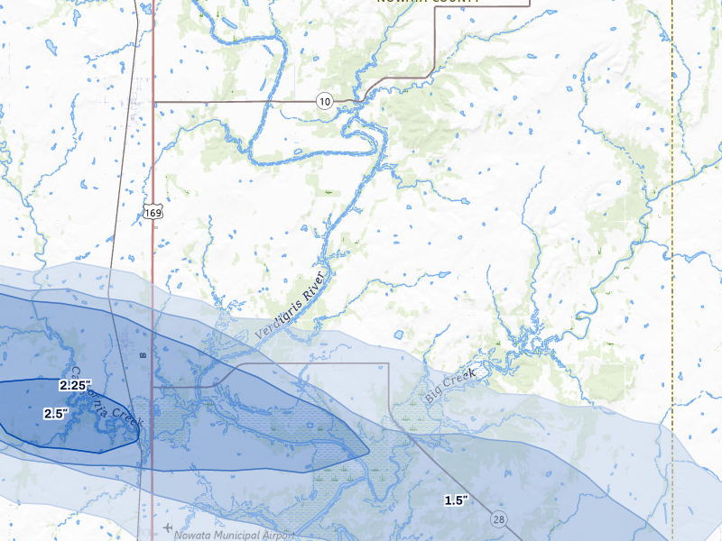 NEXRAD radar-signature map of the hail storm over Delaware, OK on May 29, 2026