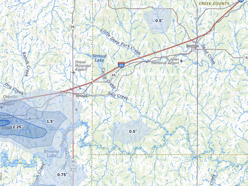 NEXRAD radar-signature map of the hail storm over Depew, OK on Jun 26, 2026