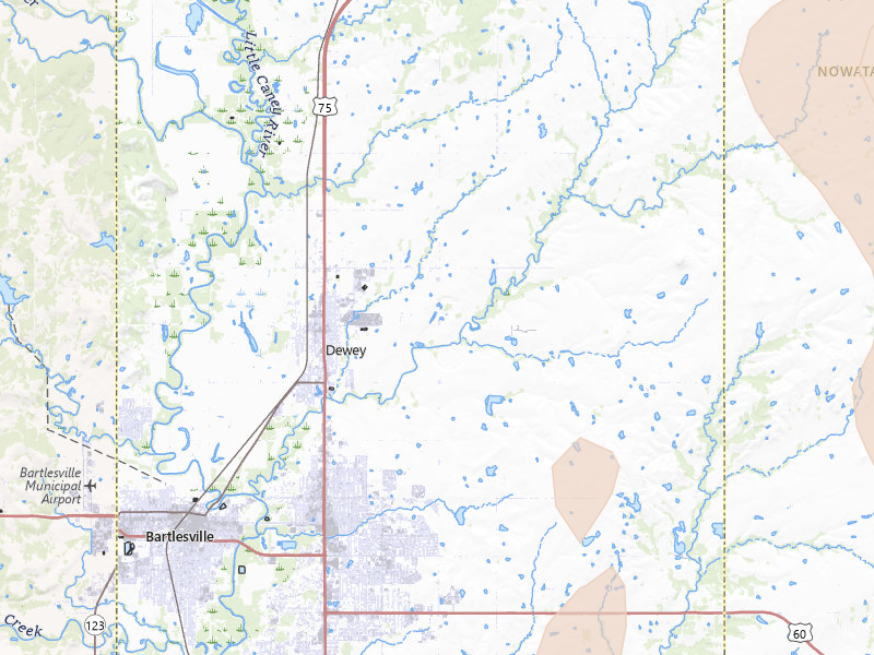 Radar-estimated hail-size map of the storm over Dewey, OK on Apr 23, 2026