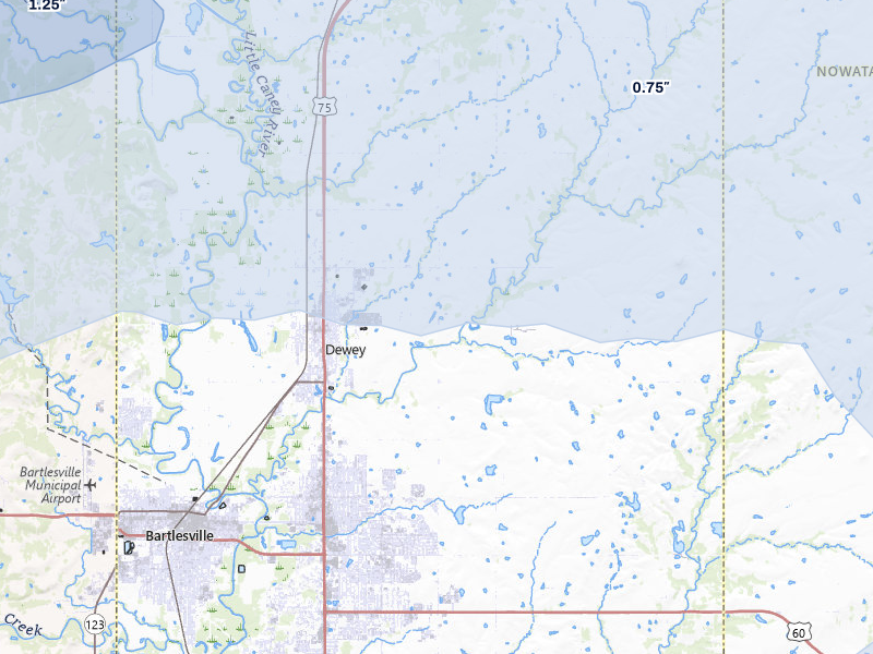 NEXRAD radar-signature map of the hail storm over Dewey, OK on May 4, 2026