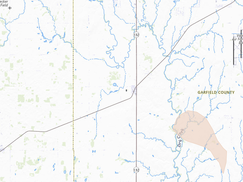 Radar-estimated hail-size map of the storm over Drummond, OK on May 22, 2026