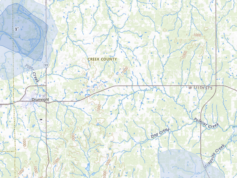 NEXRAD radar-signature map of the hail storm over Drumright, OK on Apr 10, 2026