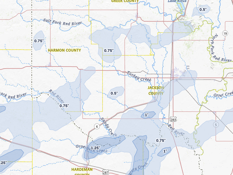 NEXRAD radar-signature map of the hail storm over Duke, OK on Apr 1, 2026