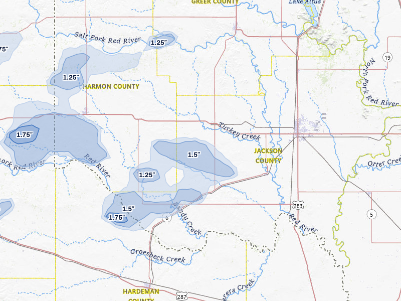 NEXRAD radar-signature map of the hail storm over Duke, OK on May 29, 2026