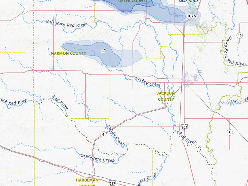 NEXRAD radar-signature map of the hail storm over Duke, OK on Jun 25, 2026