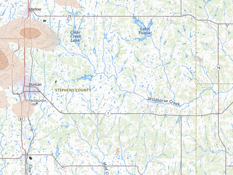 Radar-estimated hail-size map of the storm over Duncan, OK on Jul 5, 2026